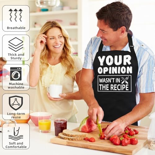 Bluegogo Funny Aprons for Men, BBQ Chef Apron Funny Gifts for Men Birthday - Image 4