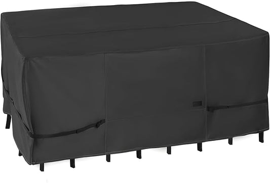 NettyPro Patio Table Cover Rectangular 125 x 84 Inch, Waterproof Outdoor Furniture Set Covers for Dining Table and Chair Rectangle, Black