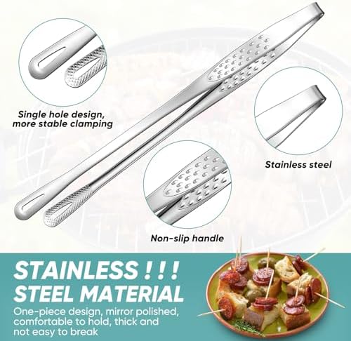 meekoo 6 Pcs Stainless Steel Korean BBQ Grill Tongs - Image 3