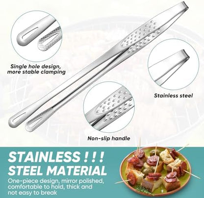 meekoo 6 Pcs Stainless Steel Korean BBQ Grill Tongs - Image 3