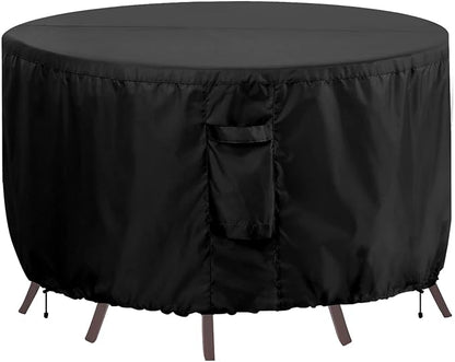 OutdoorLines Outdoor Waterproof Patio Table Furniture Set Covers - Round Couch Sectional Cover Outside Weatherproof Patio Furniture Covering for Deck, Lawn and Backyard 84" Dia x 28" H, Black