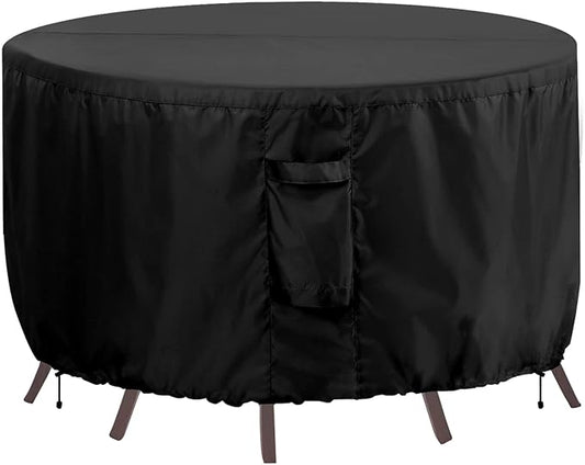 OutdoorLines Outdoor Waterproof Patio Table Furniture Set Covers - Round Couch Sectional Cover Outside Weatherproof Patio Furniture Covering for Deck, Lawn and Backyard 84" Dia x 28" H, Black