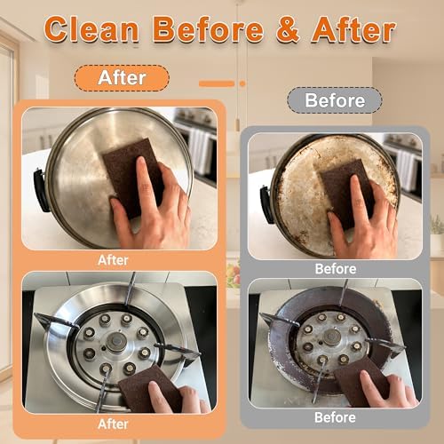 8 Pack Carborundum Sponge with 2 Handles–High Density Emery Sponge Scrubber - Image 7