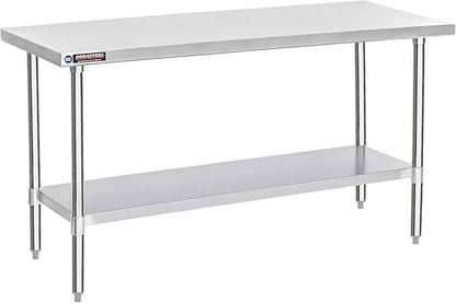 DuraSteel 30x72 Stainless Steel Work Table - NSF Commercial Prep Metal Table - Outdoor Pizza Oven Stand w/Under Shelf - Kitchen Island Laundry Utility Garage Microwave Stand Large Rolling Storage Cart