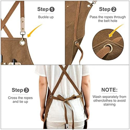 Hongsome Cotton Canvas Cross Back Apron - Image 4