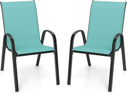 Giantex Patio Chairs Set of 2, Stackable Outdoor Dining Chairs by Giantex