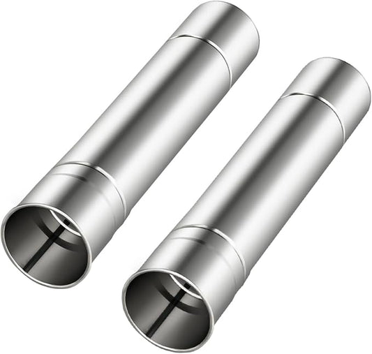 2-Pcs Heavy-Duty Stainless Steel Stove Pipes, 2.75-Inch Diameter, Reinforced Rolled-Edge, for CAMPJOURNEY Hot Tent Stoves & Camping Stoves (14.29-Inch Length)