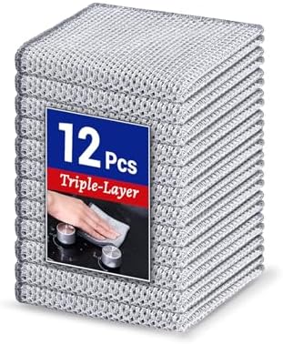 Wangjinpeng 12Pcs 3-Layer Non-Scratch Wire Dishcloths, 7.87 x 7.87 in by Wangjinpeng