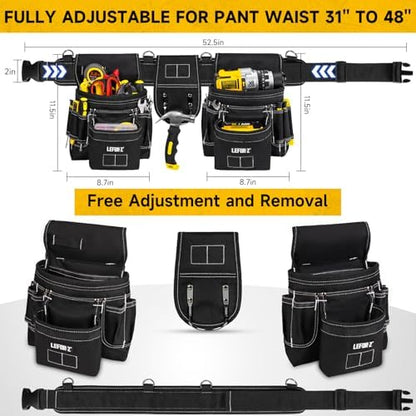 LEFOR·Z Tool Belt with 4 D-Rings, 27-Pockets Tool Belts - Image 2