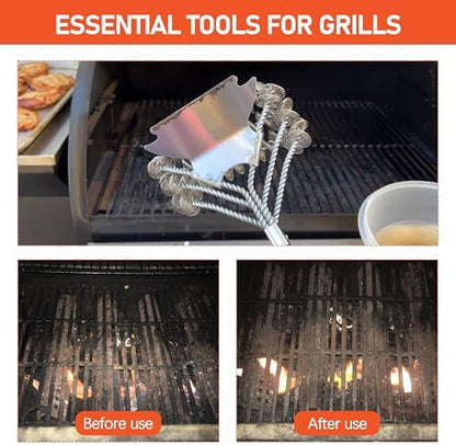 18" BBQ Grill Brush with Wide Scraper - Image 6