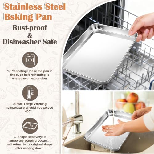 12.5" Baking Sheet Pan, Joyfair Stainless Steel Toaster Oven Trays - Image 6