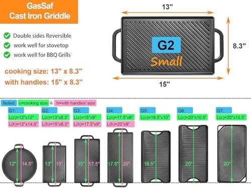 GasSaf Small Cast Iron Griddle 13x8.25 - Image 2