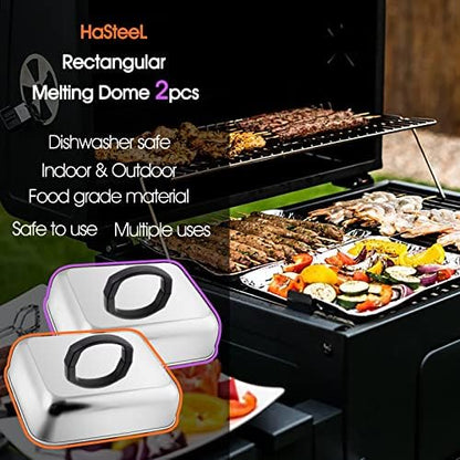 HaSteeL Cheese Melting Dome Set of 2, Stainless Steel Rectangular 9x7 Inch - Image 7