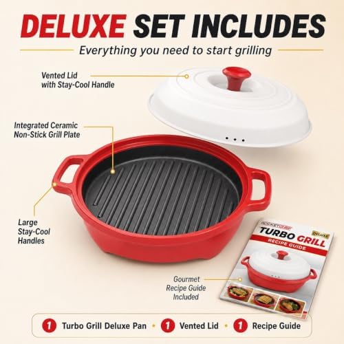 Turbo Grill Deluxe Microwave Grill Pan, Vented Lid - Image 3