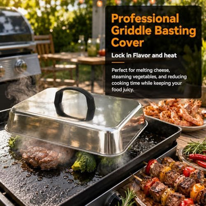 Leonyo 8.2 Inch Square Cheese Melting Dome, Heavy Duty Square Steaming Basting - Image 4