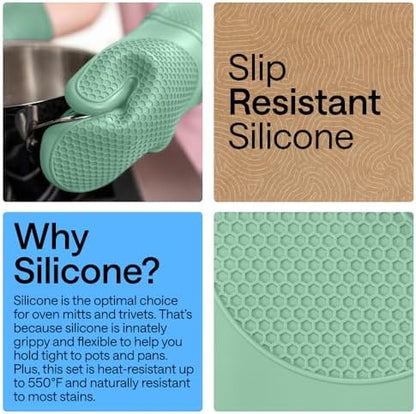 GORILLA GRIP BPA-Free Silicone Oven Mitts and Pot Holders Set - Image 3