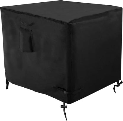 32 Inch Gas Fire Pit Cover for 28-32 Inch Square Fire Pit Tables, Heavy Duty 600D Waterproof & Windproof 32 x 32 x 24 Inches Patio Firepit Cover, Black