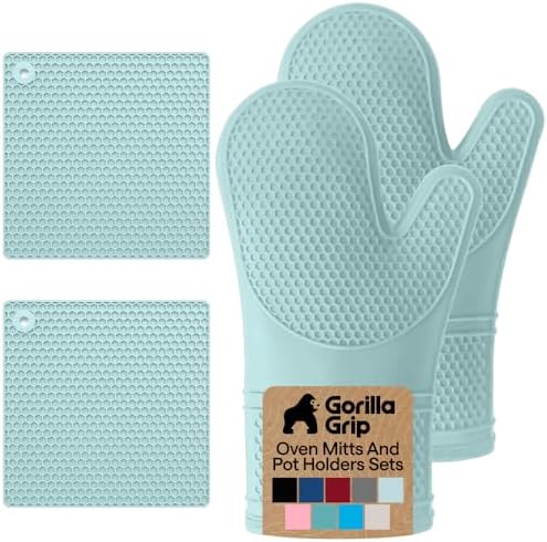 GORILLA GRIP BPA-Free Silicone Oven Mitts and Pot Holders Set by GorillaGrip