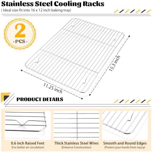 P&P CHEF 15.3" x 11.25" Cooling Baking Wire Racks Pack of 2 - Image 2