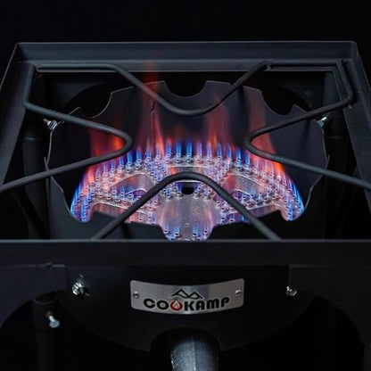 High Pressure Propane Burner Banjo Single Wok Burner 200,000BTU with Adjustable Height. 0-20 PSI Adjustable Regulator and Steel Braided Hose SA1550 (200,000BTU)