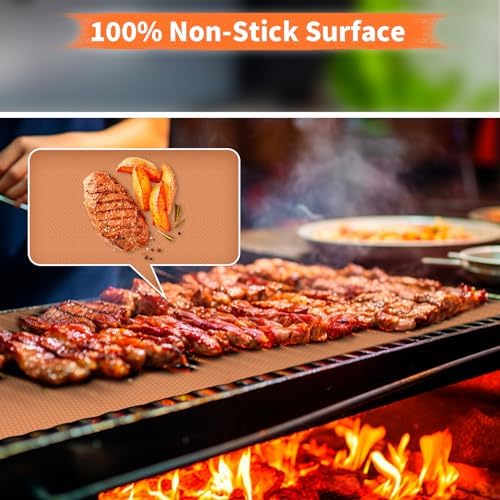 WIBIMEN Grill Mats for Outdoor Grill, Copper 7pcs Grill Mat - Image 4