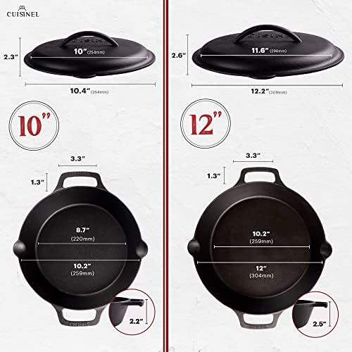 Cuisinel Cast Iron Skillet + Cast Iron Lid Set - Image 2