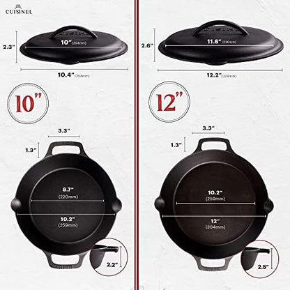 Cuisinel Cast Iron Skillet + Cast Iron Lid Set - Image 2