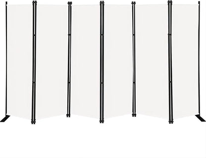 MAYOLIAH 6 Panel Folding Privacy Screen 9ft Wide, 6ft Tall Partition Room Divider Portable Office Walls Dividers Panel, White