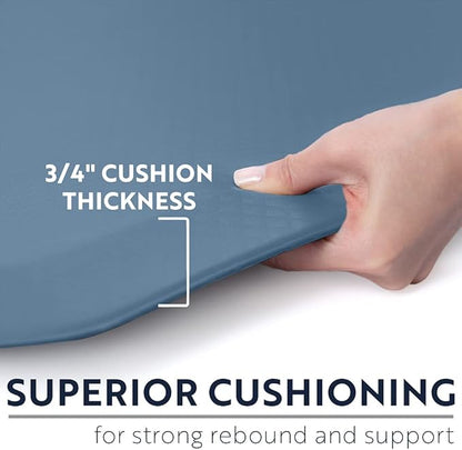 KANGAROO Thick Ergonomic Anti Fatigue Mats for Kitchen Floor, Cushioned Standing Office Desk Mat, Waterproof Scratch Resistant Topside, Supportive All Day Comfort Padded Foam Rugs, 17x24, Sky Blue