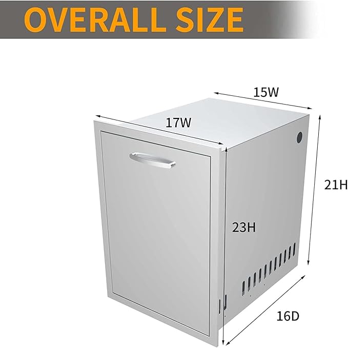 Pull Out Trash Drawer, Lower Sliding Rails Stainless Steel Roll Out Trash Bin Pull Out Tray With Handle For Outdoor Kitchen BBQ Island Grill Station,Trash Drawer