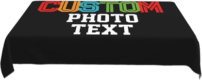 Custom Rectangle Table Cloth, Add Your Own Photo Logo Text, Personalized Tablecloth, Customizable Oil Proof Wipeable Table Cover for Wedding, Party, Restaurant, Outdoor, Picnic, 35x55in