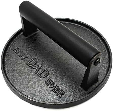 BEST DAD EVER Heavy Duty Cast Iron Grill Press Burger Press Bacon Press by JNXHON