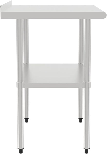 24x36 Inch Stainless Steel Work Table with Backsplash and Undershelf, Heavy Duty Commercial Prep Table, Kitchen Workbench with Adjustable Shelf, NSF Certified