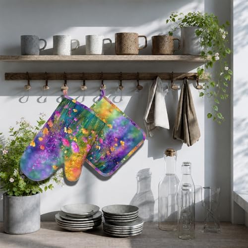 Wild Lavender Oven Mitts and Pot Holders Sets Silicone Heat Resistant Kitchen - Image 7