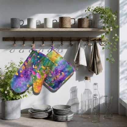 Wild Lavender Oven Mitts and Pot Holders Sets Silicone Heat Resistant Kitchen - Image 7