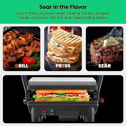 Chefman Electric Panini Press Grill, Compact 2-Slice Sandwich Maker, Non-Stick - Image 4