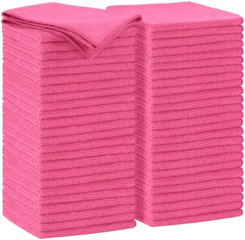 AIDEA Pink Microfiber Cleaning Cloth-50PK, Absorbent Cleaning Rags 12"x12" by AIDEAHOME