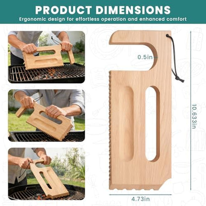 Wooden Grill Scraper, Brush Natural Hardwood BBQ Cleaner, Grill Grate Cleaner - Image 2