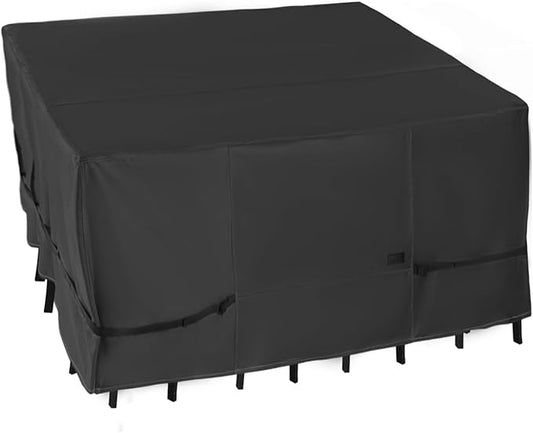 NettyPro Patio Table Cover Square 92 x 92 Inch, Waterproof Outdoor Furniture Dining Set Covers for Table and Chair, Black