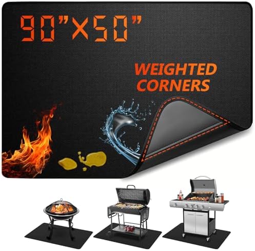 Under Grill Mat for Outdoor Grill Fireproof Deck Protector 90"x50" by Epinovo