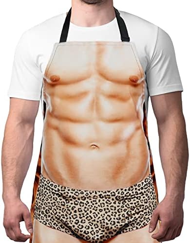 Funny Men Cooking Grilling Aprons Muscles Guy BBQ Funny Gag Gifts by A+AIFAMY