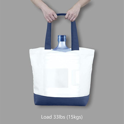 TOPDesign 1-Pack Super Strong Large 12oz Cotton Canvas Tote Bag, Reusable Grocery Shopping Cloth Bag, Fashionable Two-Tone Totes for Crafts, DIY Your Creative Designs