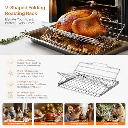 Adjustable V-Shaped Chicken Roasting Rack - Image 4