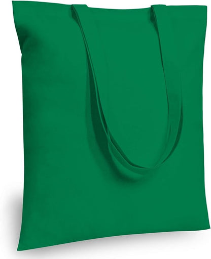 TOPDesign 6-Pack Economical 16"x15" Kelly Green Cotton Tote Bag, Lightweight Medium Reusable Grocery Shopping Cloth Bags, Suitable for DIY, Advertising, Promotion, Gift, Activity