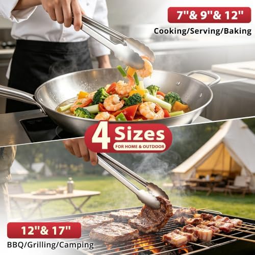 Grill Tongs 17 Inch Extra Long Stainless Steel BBQ Tongs - Image 4