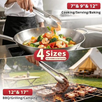 Grill Tongs 17 Inch Extra Long Stainless Steel BBQ Tongs - Image 4