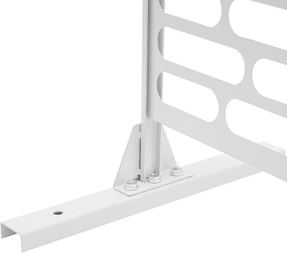 75" H×35" W Decorative Outdoor Privacy Screen with Stand, Outdoor Decor Privacy Fence Screen Metal Fence Panels, Free Standing Metal Divider for Patio Lawn Deck (White-Oval)