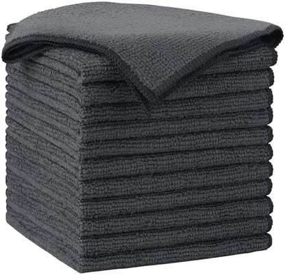 AIDEA Gray Microfiber Cleaning Cloth-12PK, Cleaning Rags 12"x 12" Absorbent by AIDEAHOME