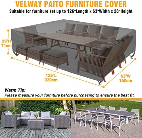 Patio Furniture Covers Waterproof Outdoor Table Cover 126"Lx63"Wx28"H - Image 2