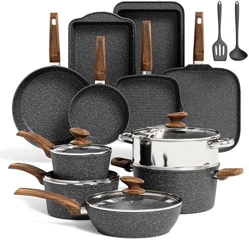 Kitchen Academy 17Pcs Pots and Pans Set by KITCHENACADEMYBETTERLIVINGTHROUGHCOOKINGPERFECTION